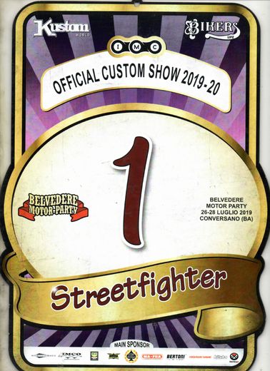 Targa 1° classificato Streetfighter, Belvedere Motor Party 2019