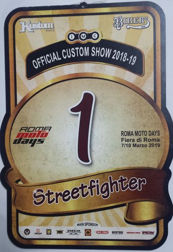 Targa 1° classificato Streetfighter, Roma Motodays 2019