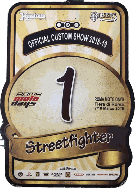Targa 1° classificato Streetfighter, Roma Motodays 2019